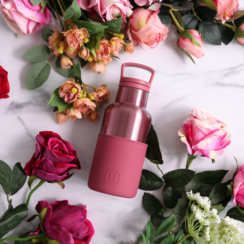 Rose Gold-WineRed 12 Oz, HYDY - Water bottles, 18/8 (304) Stainless Steel, BPA Free, Reusable