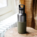 Titanium grey-Army Green 16 Oz, HYDY - Water bottles, 18/8 (304) Stainless Steel, BPA Free, Reusable
