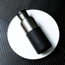 Titanium grey-Ink Black 16 Oz, HYDY - Water bottles, 18/8 (304) Stainless Steel, BPA Free, Reusable