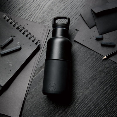 Black-Ink Black 16 Oz, HYDY - Water bottles, 18/8 (304) Stainless Steel, BPA Free, Reusable
