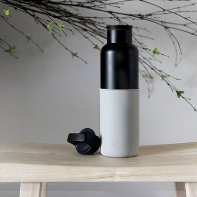 Black-Cloudy Grey 20 Oz, HYDY - Water bottles, 18/8 (304) Stainless Steel, BPA Free, Reusable