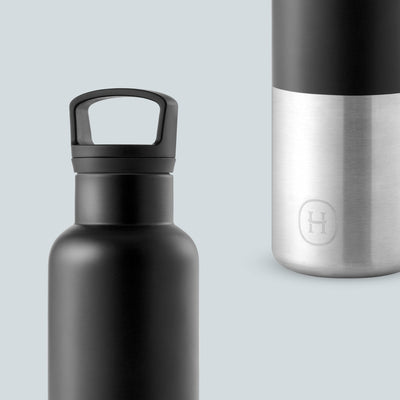 Black-Stainless natural silver 20 Oz, HYDY - Water bottles, 18/8 (304) Stainless Steel, BPA Free, Reusable