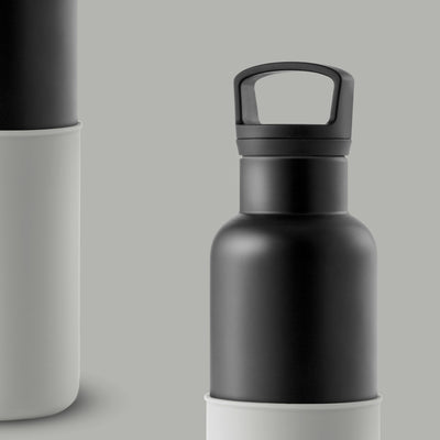 Black-Cloudy Grey 20 Oz, HYDY - Water bottles, 18/8 (304) Stainless Steel, BPA Free, Reusable