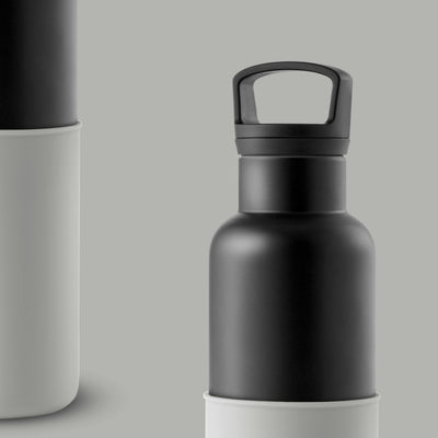 Black-Cloudy Grey 20 Oz, HYDY - Water bottles, 18/8 (304) Stainless Steel, BPA Free, Reusable