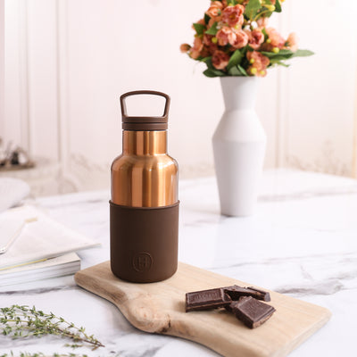 Bronze Gold-Mocha 12 Oz, HYDY - Water bottles, 18/8 (304) Stainless Steel, BPA Free, Reusable