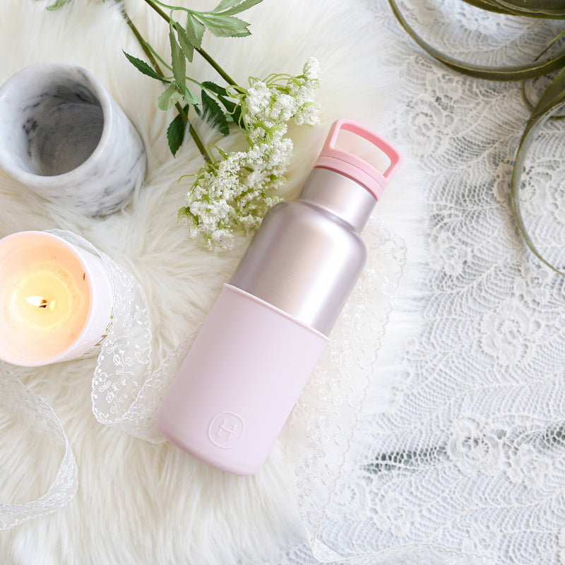 Pearl Pink-Cherry Blossoms 16 Oz - HYDY® Reusable Water Bottles With Infuser