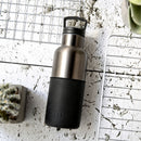 Titanium grey-Ink Black 16 Oz, HYDY - Water bottles, 18/8 (304) Stainless Steel, BPA Free, Reusable
