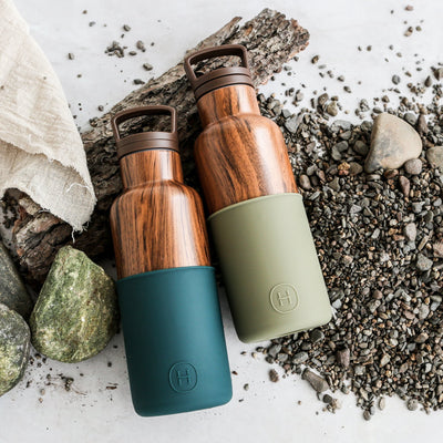 Wood Grain-Peacock Green 16 Oz, HYDY - Water bottles, 18/8 (304) Stainless Steel, BPA Free, Reusable