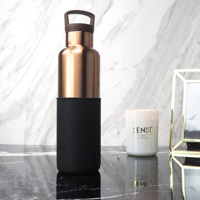 Bronze Gold-Midnight Black 20 Oz, HYDY - Water bottles, 18/8 (304) Stainless Steel, BPA Free, Reusable