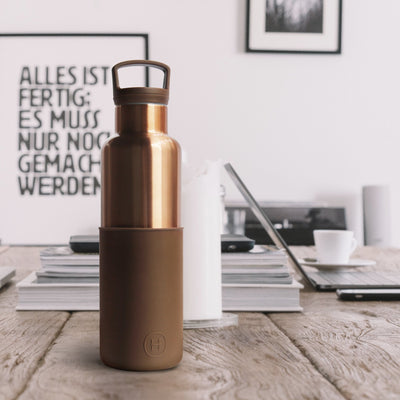 Bronze Gold-Mocha 20 Oz, HYDY - Water bottles, 18/8 (304) Stainless Steel, BPA Free, Reusable