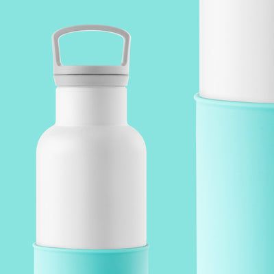 White-Arctic blue 20 Oz, HYDY - Water bottles, 18/8 (304) Stainless Steel, BPA Free, Reusable