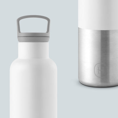 White-Stainless natural silver 20 Oz, HYDY - Water bottles, 18/8 (304) Stainless Steel, BPA Free, Reusable
